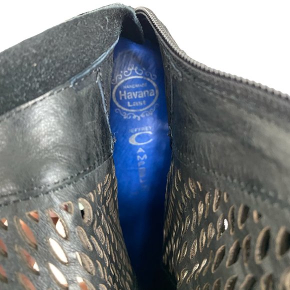 🍒SOLD🍒JEFFREY CAMPBELL Black Suede Mesh Buckle Booties Sz 9.5 - Picture 4 of 6